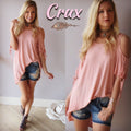 CRUX LaceUp Sleeve ColdShoulder Jersey Top