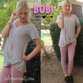 BOBI Stripe ON EDGE Knot Bottom Slub Jersey Top