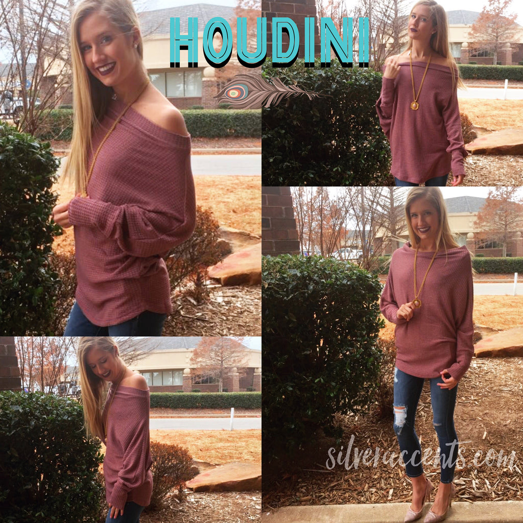 HOUDINI WaffleKnit Multi-Way Dolman Sleeeve Tunic Top