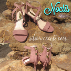 Mauve NOCTIS Crossover Strap KittenHeel Sandal Shoe