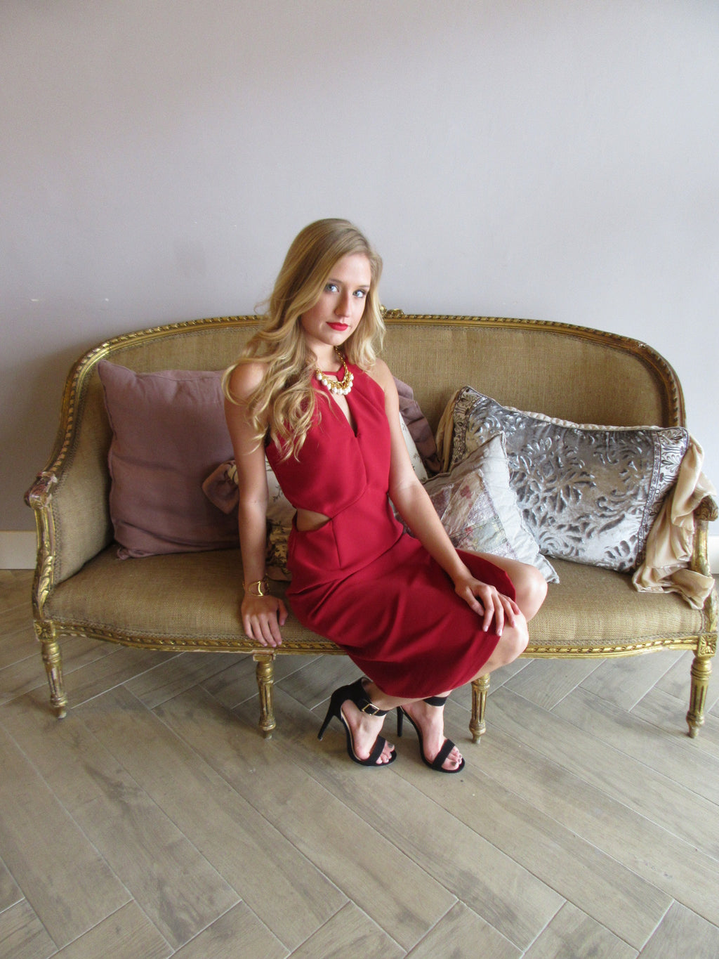 Brick Red ME BEFORE YOU Cutout Midi Dress