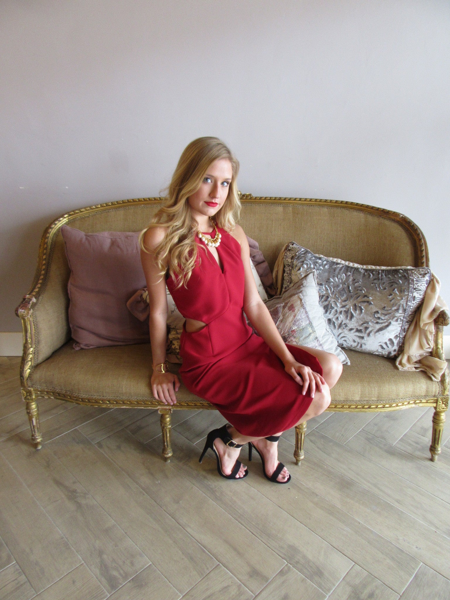 Brick Red ME BEFORE YOU Cutout Midi Dress