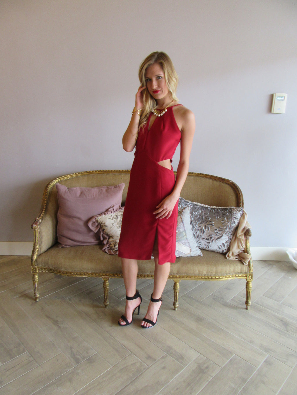 Brick Red ME BEFORE YOU Cutout Midi Dress