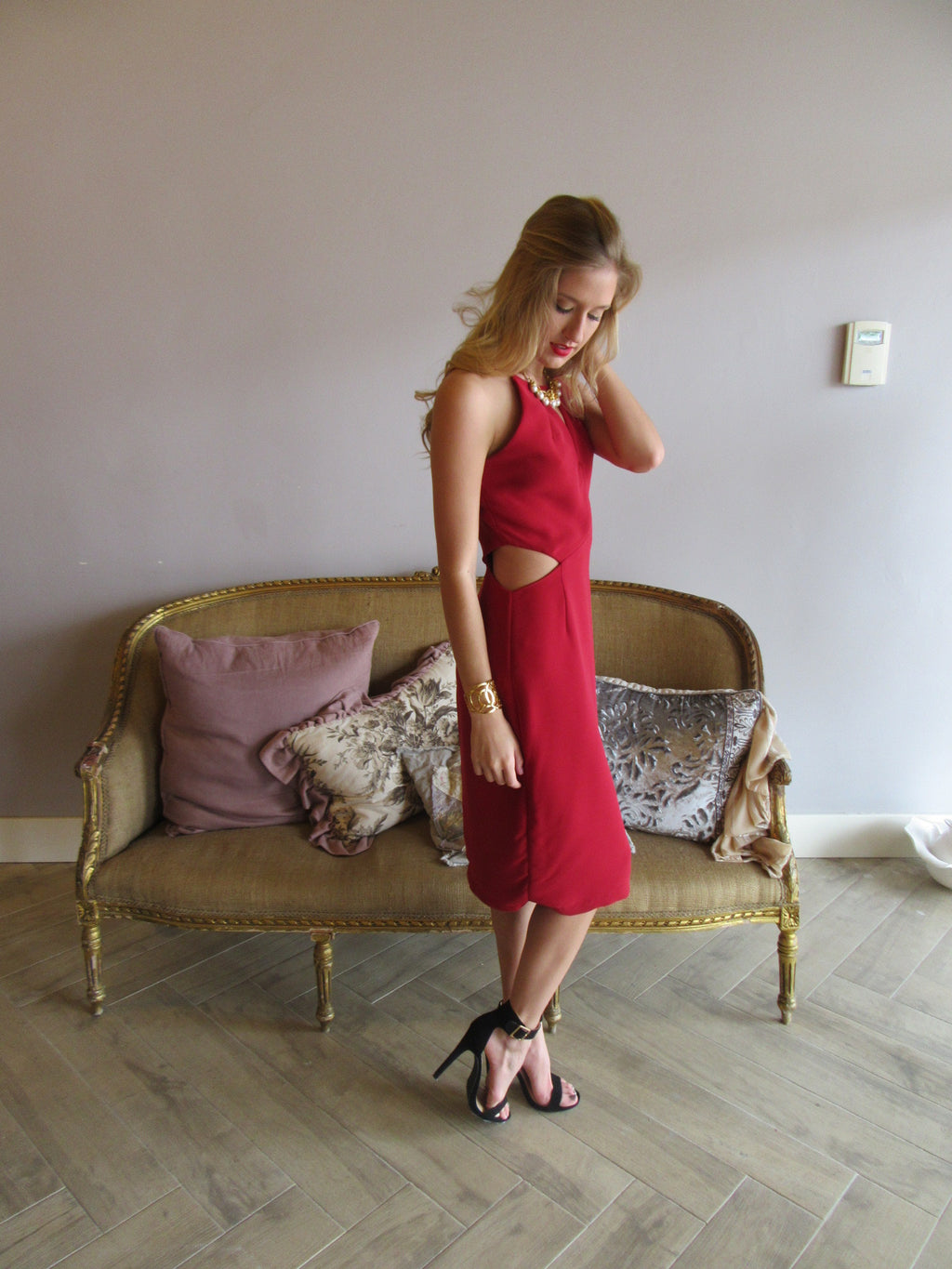 Brick Red ME BEFORE YOU Cutout Midi Dress