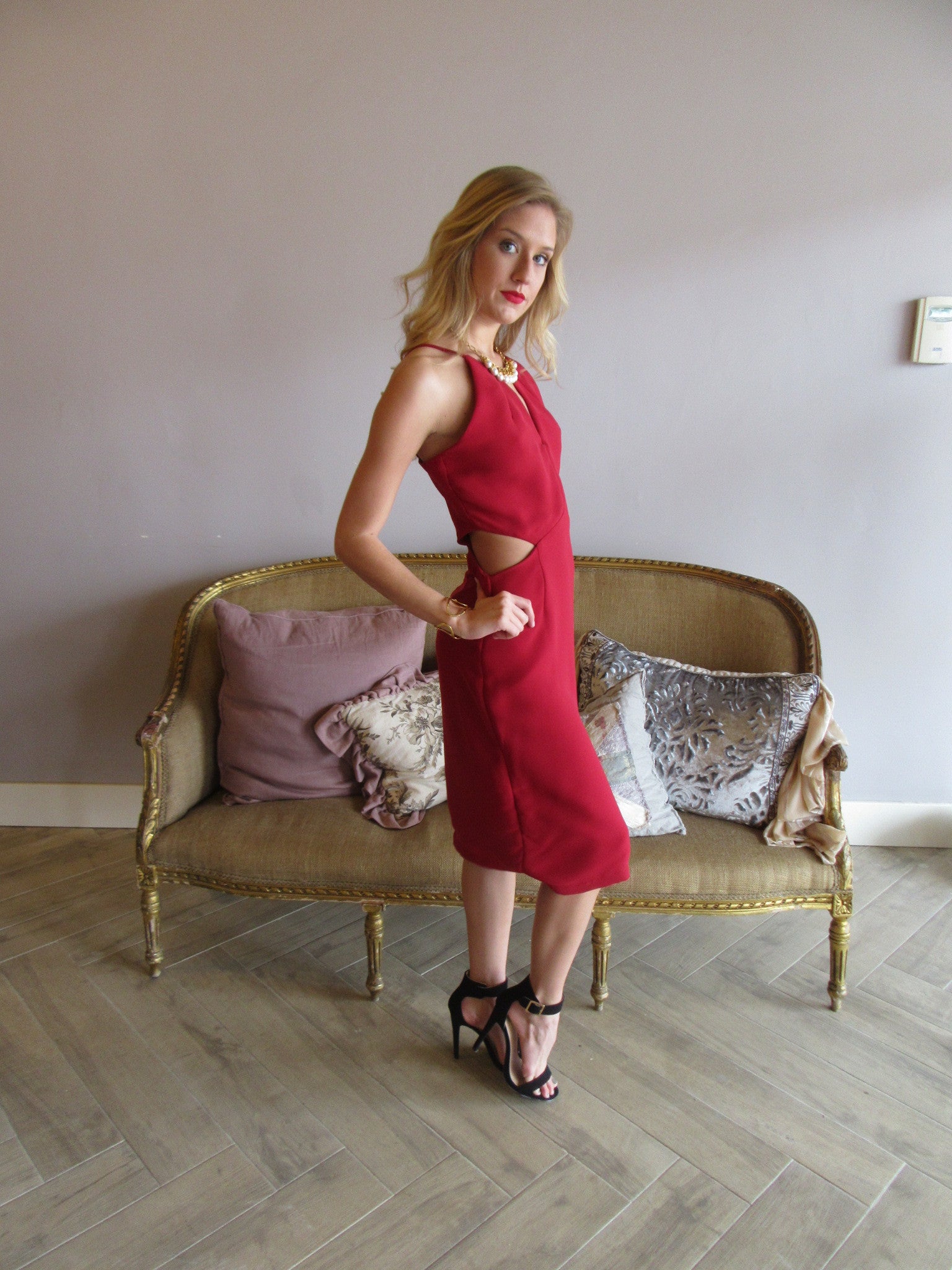 Brick Red ME BEFORE YOU Cutout Midi Dress