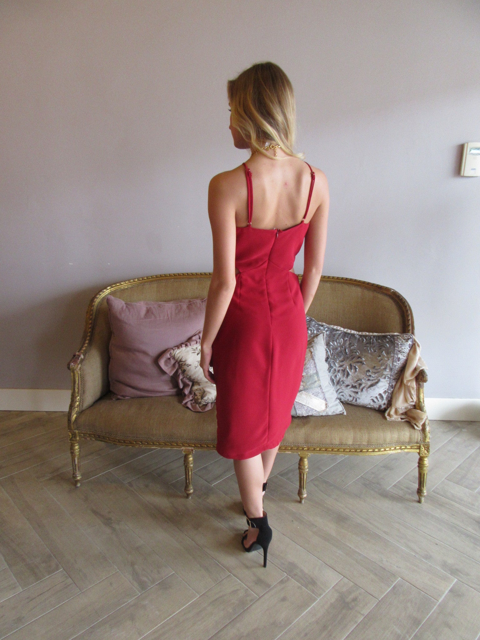 Brick Red ME BEFORE YOU Cutout Midi Dress