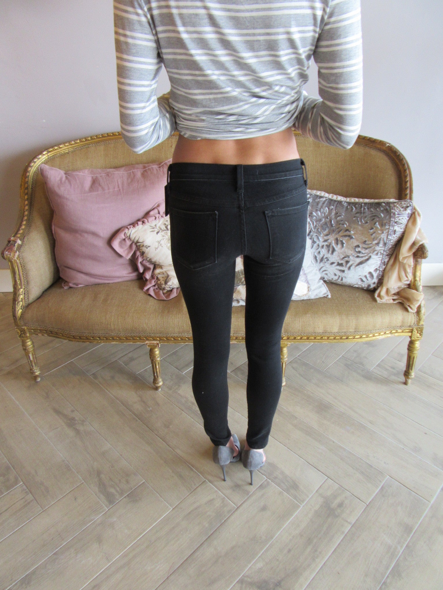 FLYING MONKEY Fused Distress SMOKY BLACK Skinny Jean