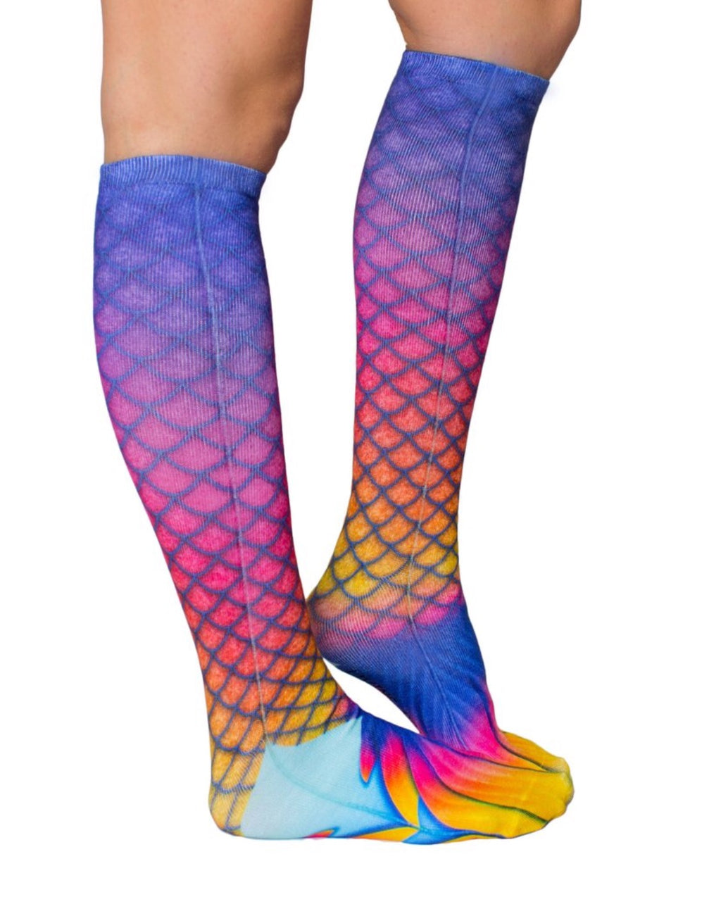 LIVING ROYAL Orange/Blue MERMAID Knee High Socks