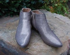 GLISTEN Metallic Distressed Bootie Shoe