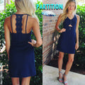 Navy PARTITION Cutout LaceBack Textured Bodycon Dress