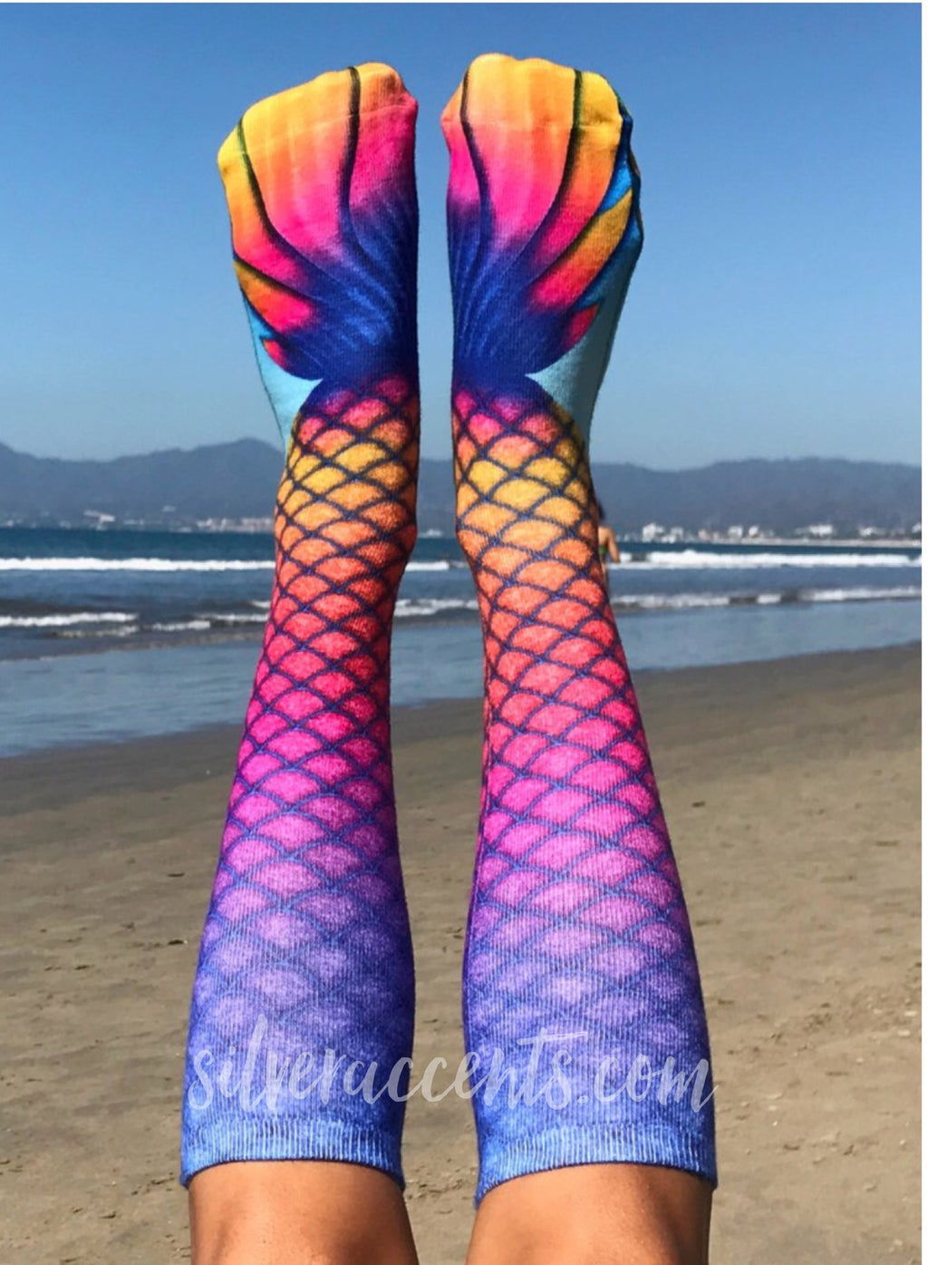 LIVING ROYAL Orange/Blue MERMAID Knee High Socks