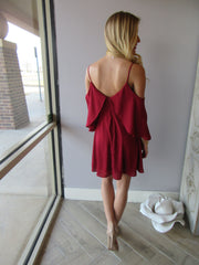 INFATUATED Cold Shoulder Ruffle Sleeve Chiffon Dress