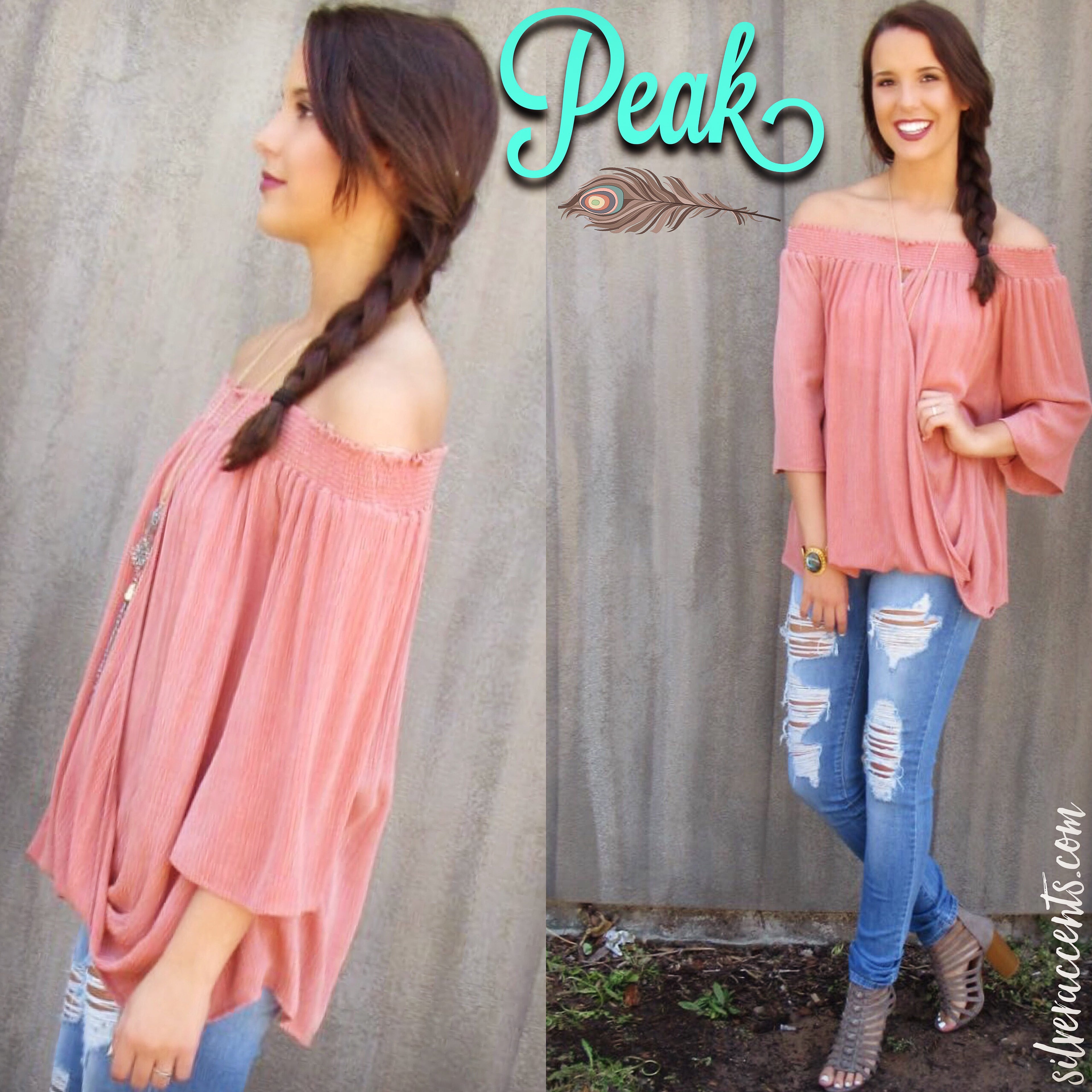 PEAK Smocked OffShoulder CrossOver Gauze Top