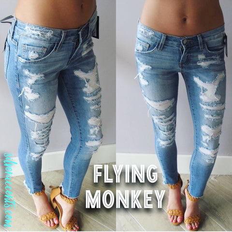 FLYING MONKEY Fuse Patch EMPTY PROMISES Super Distress Skinny Jean