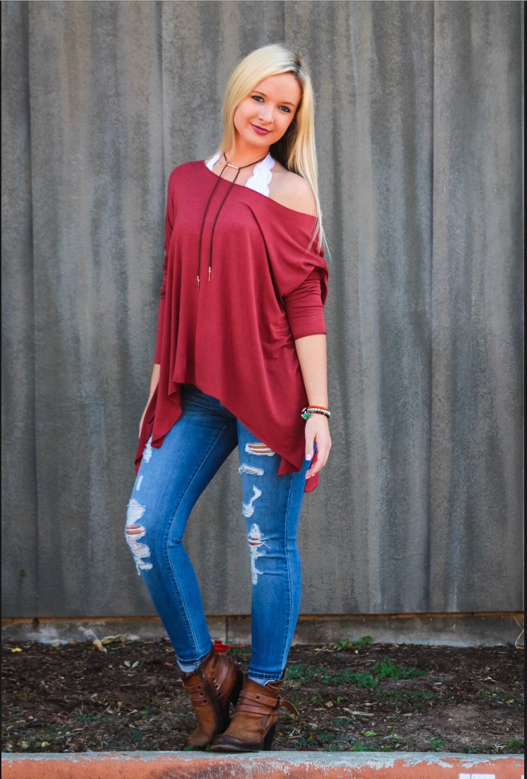 DELOZIER Super Soft Terry Asymmetric Tunic Top