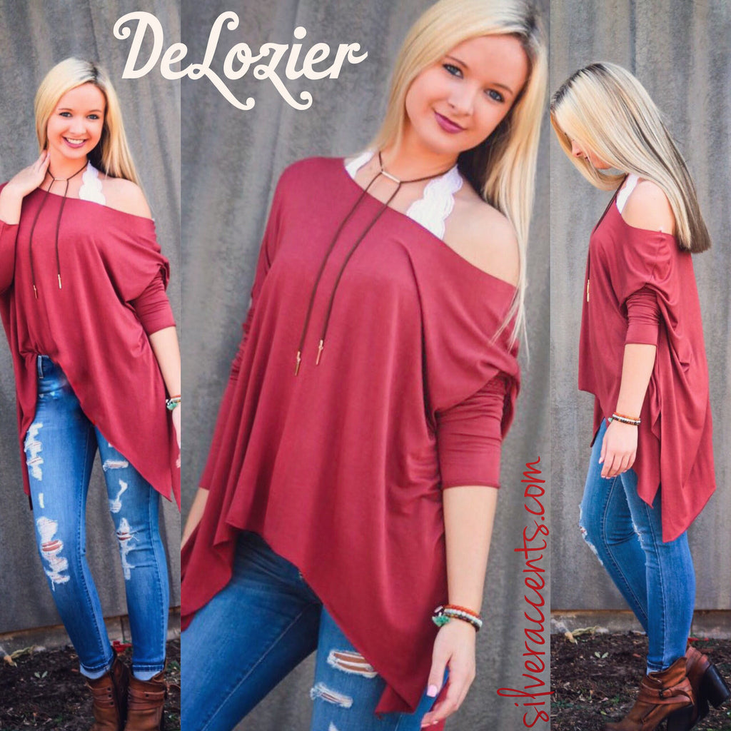 DELOZIER Super Soft Terry Asymmetric Tunic Top