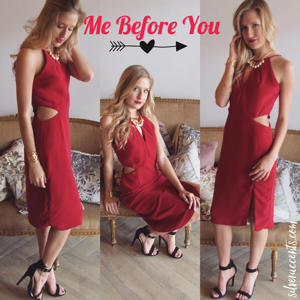 Brick Red ME BEFORE YOU Cutout Midi Dress