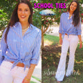 SCHOOL TIES Stripe Tie Bottom Button Down Top