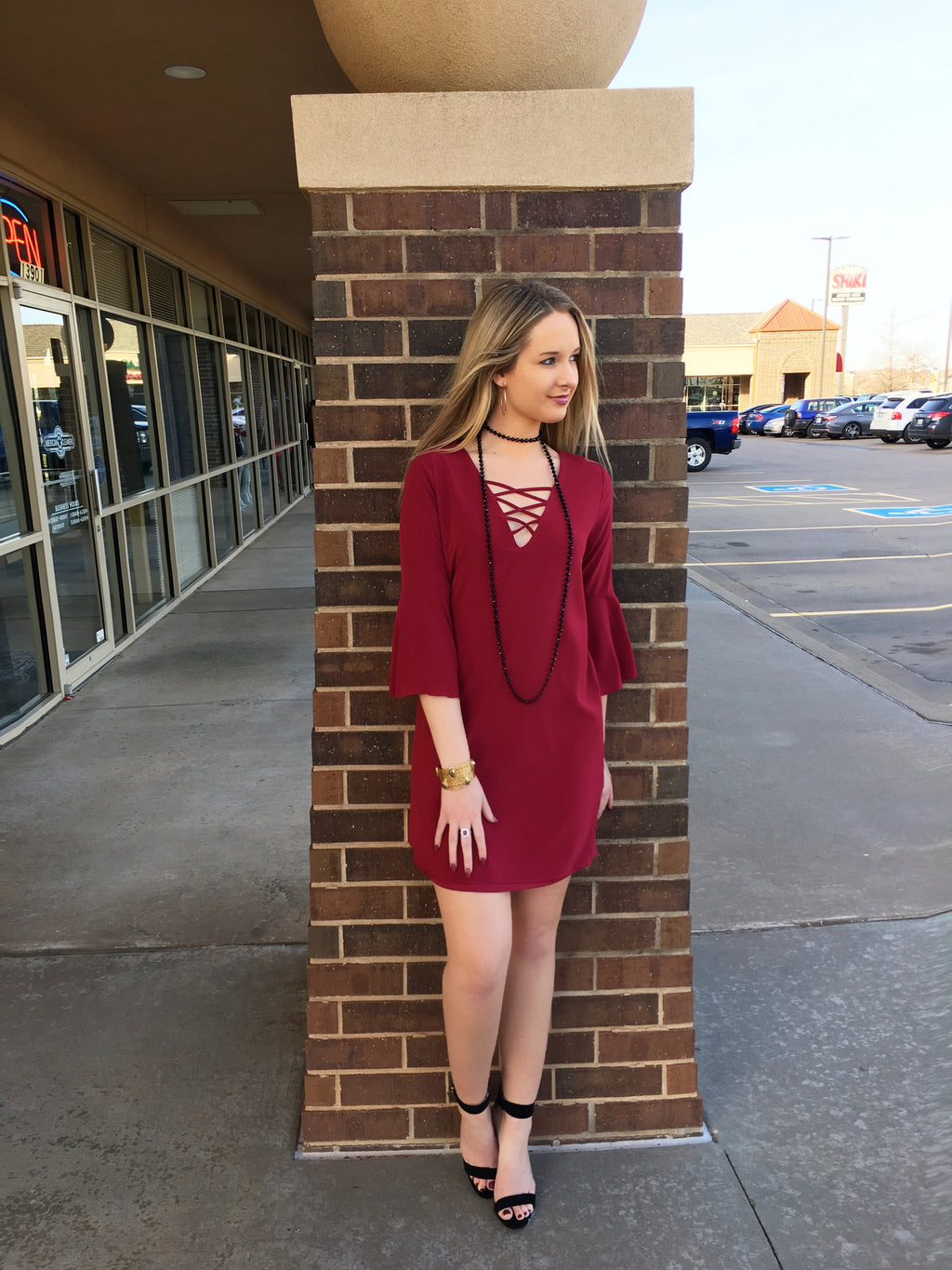 ENDEARING CrossFront Chiffon Sheath Dress