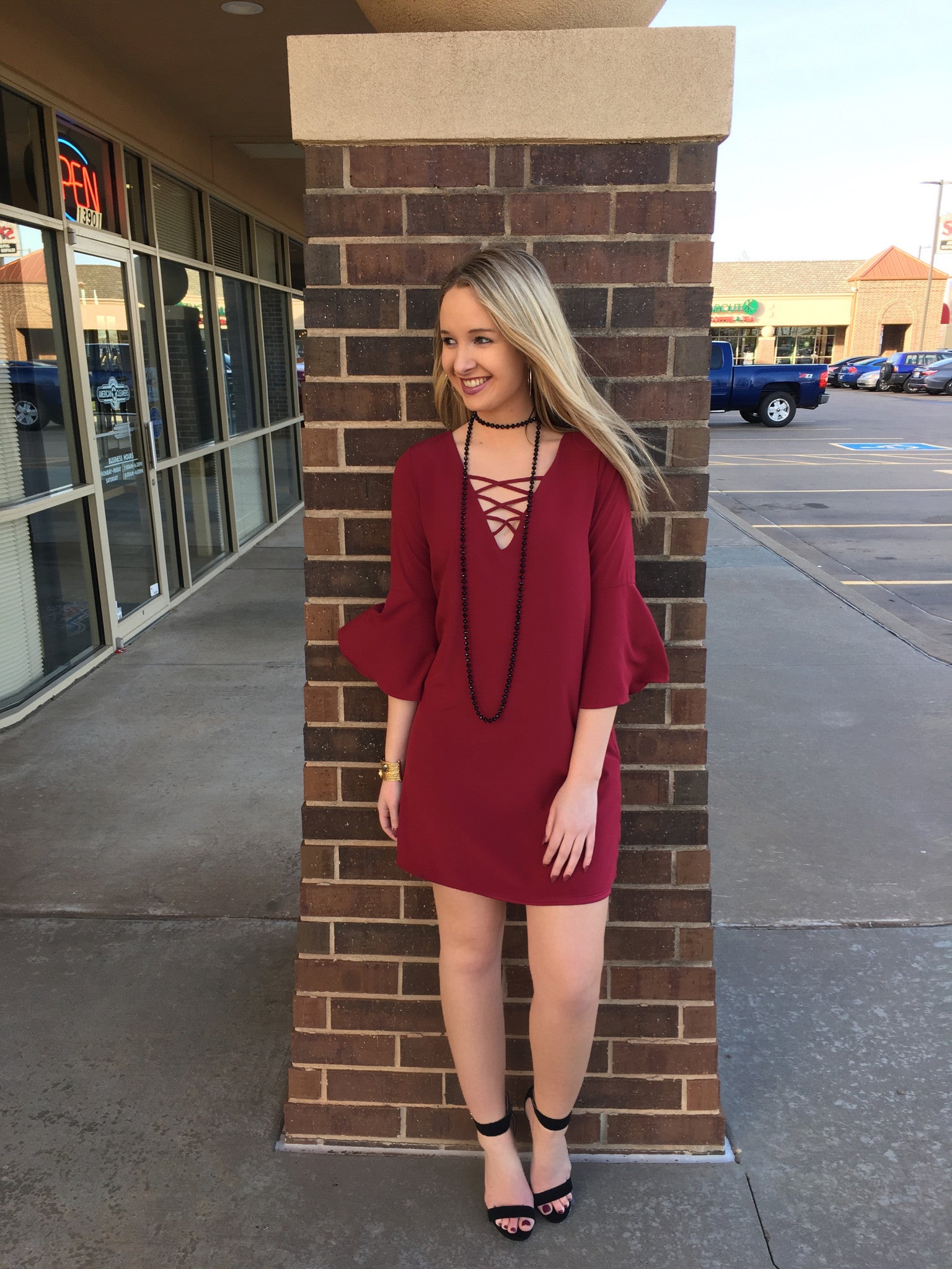 ENDEARING CrossFront Chiffon Sheath Dress