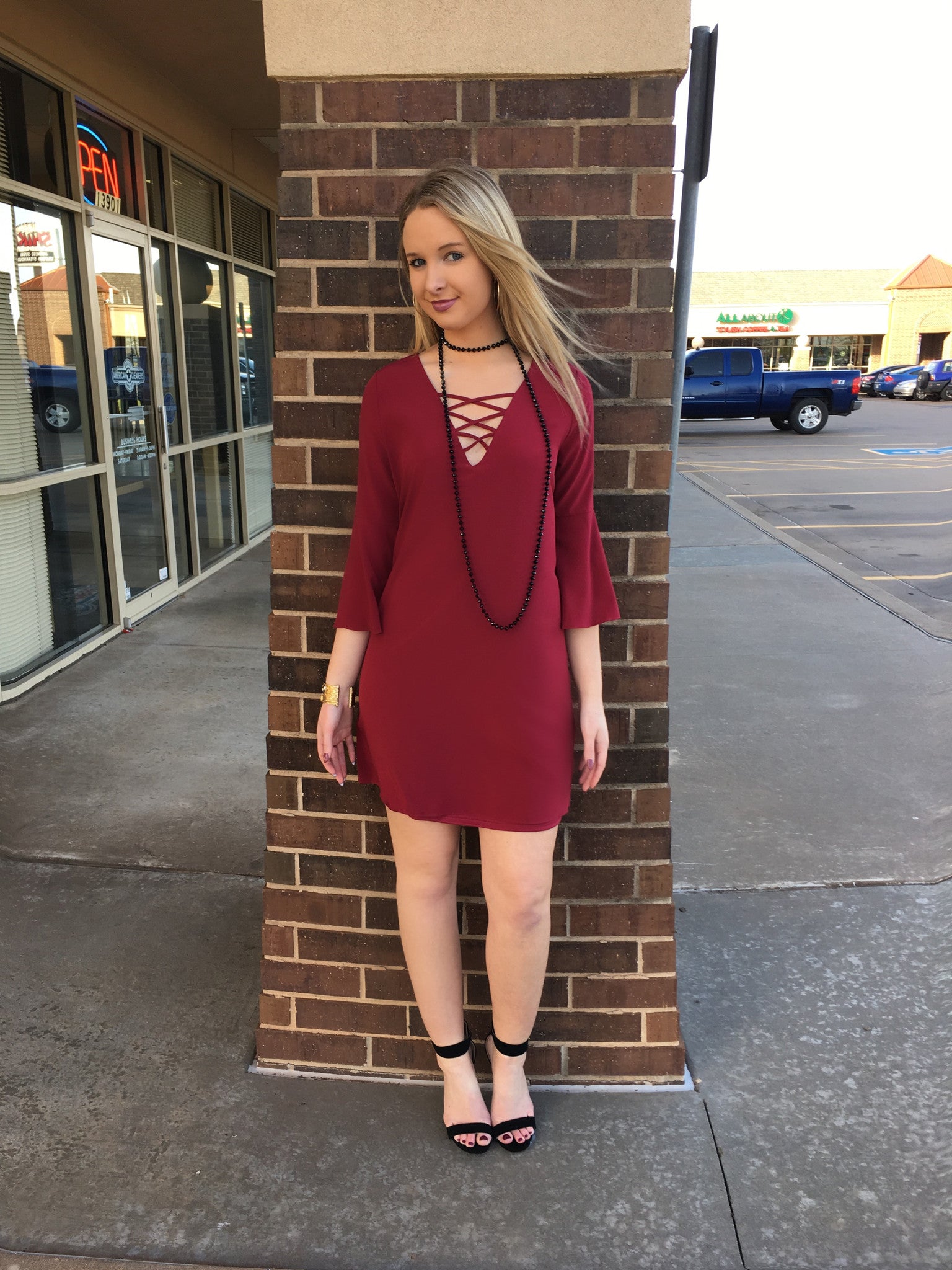 ENDEARING CrossFront Chiffon Sheath Dress