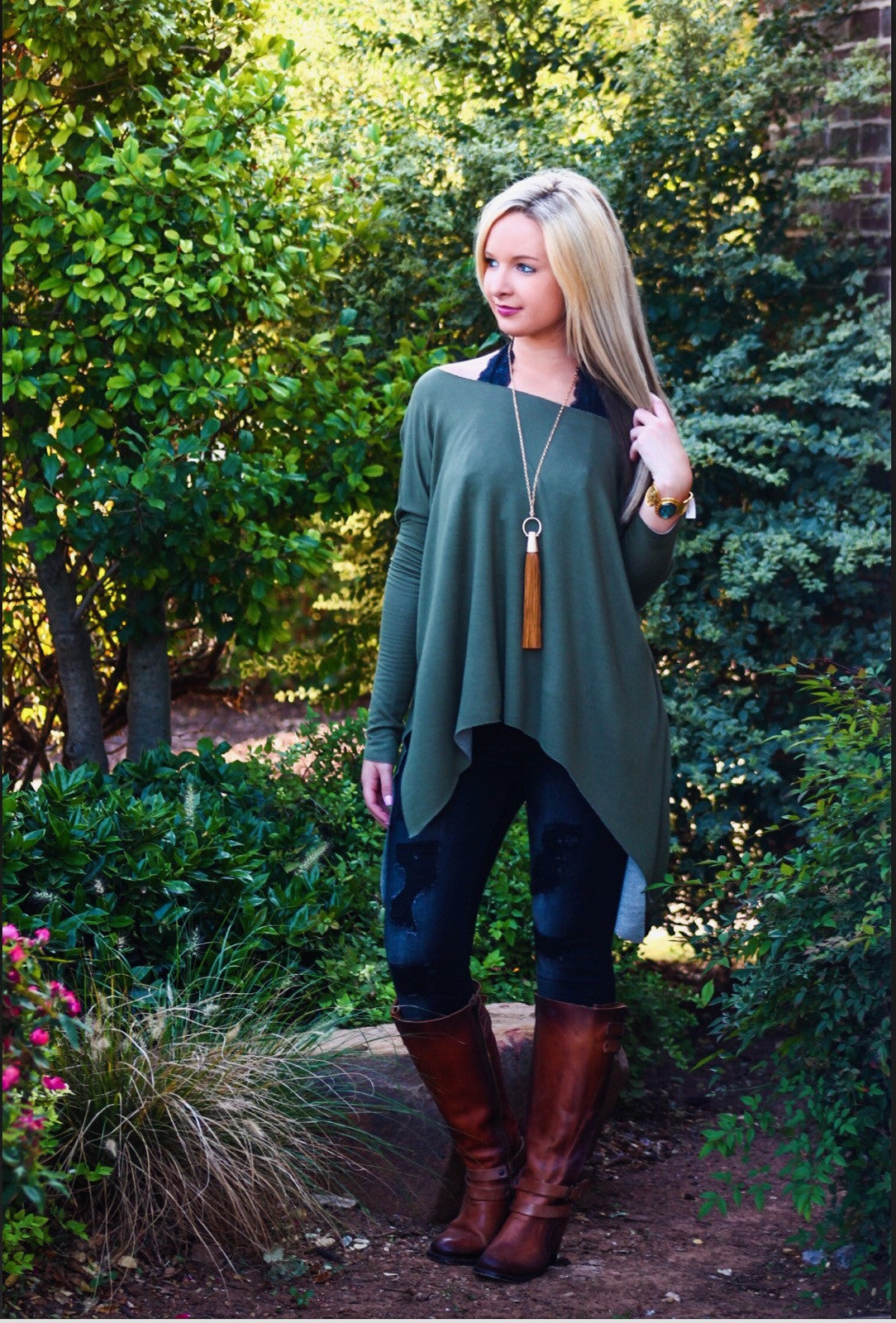 DELOZIER Super Soft Terry Asymmetric Tunic Top