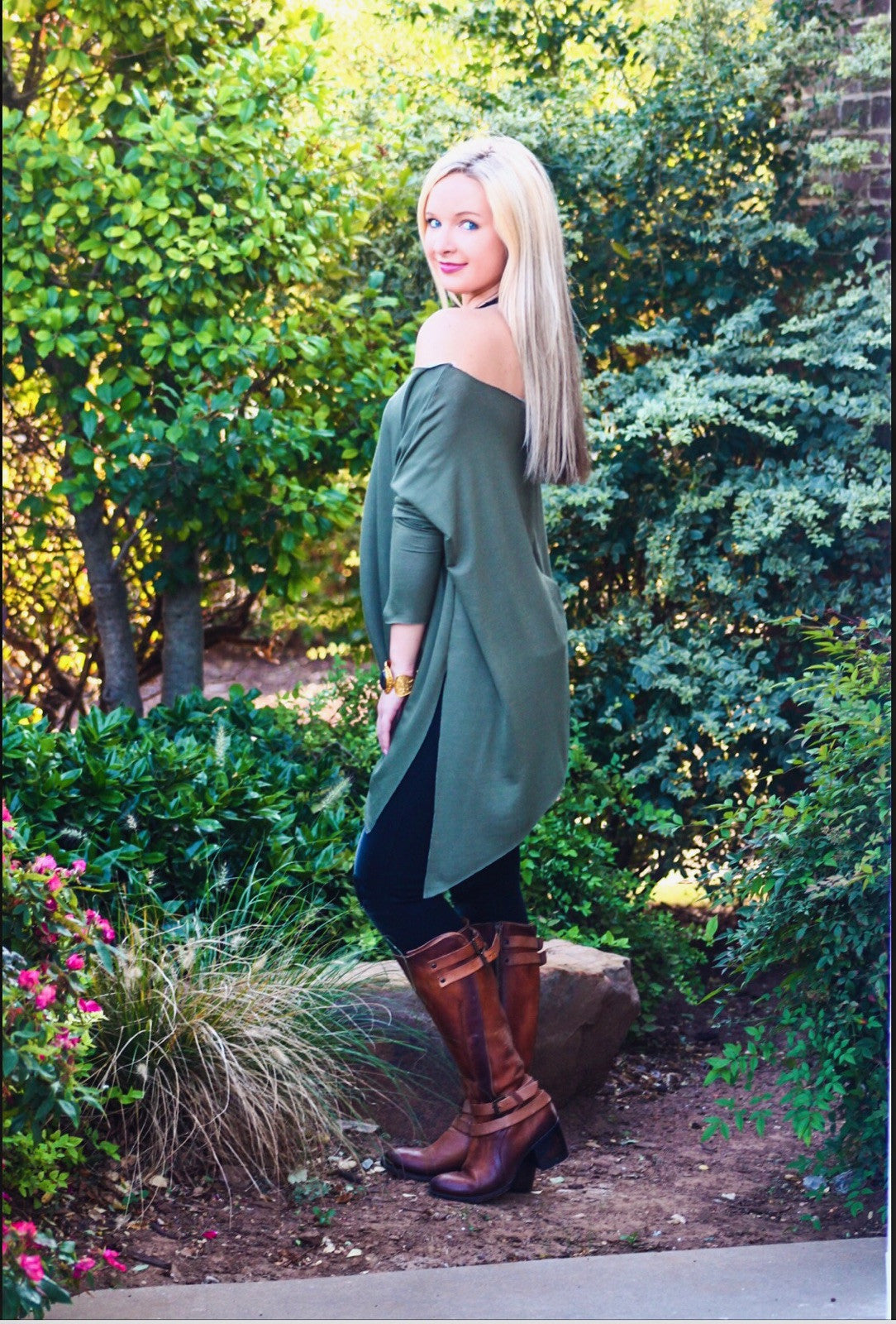 DELOZIER Super Soft Terry Asymmetric Tunic Top