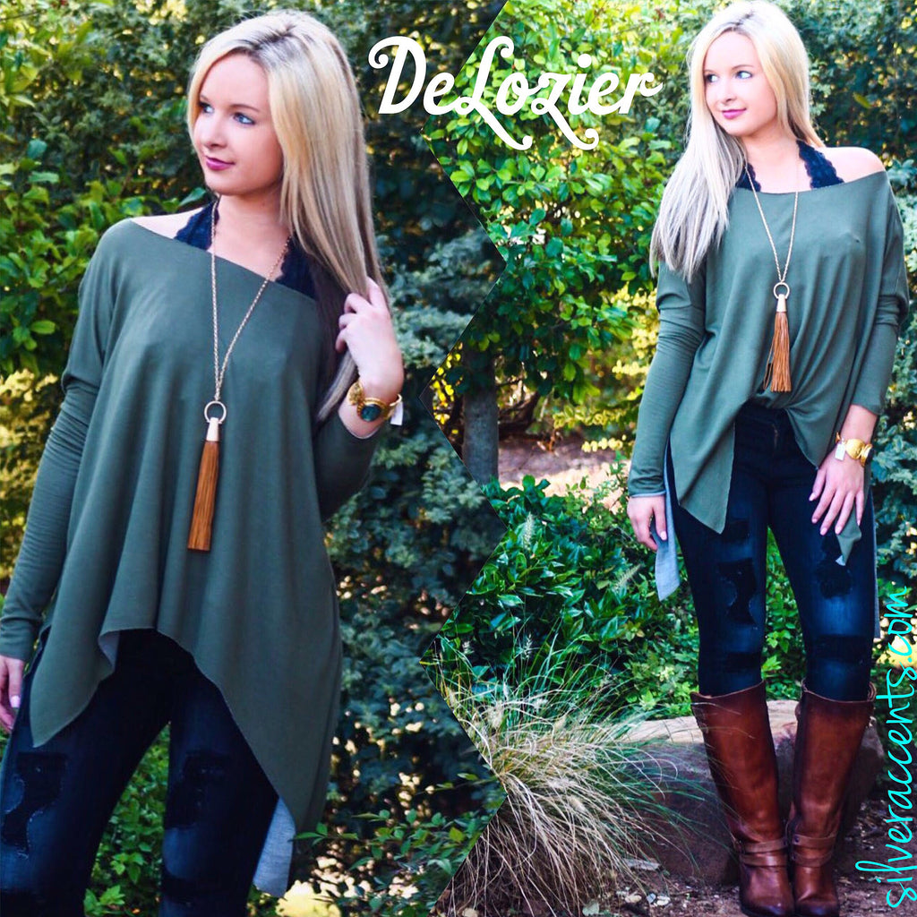 DELOZIER Super Soft Terry Asymmetric Tunic Top