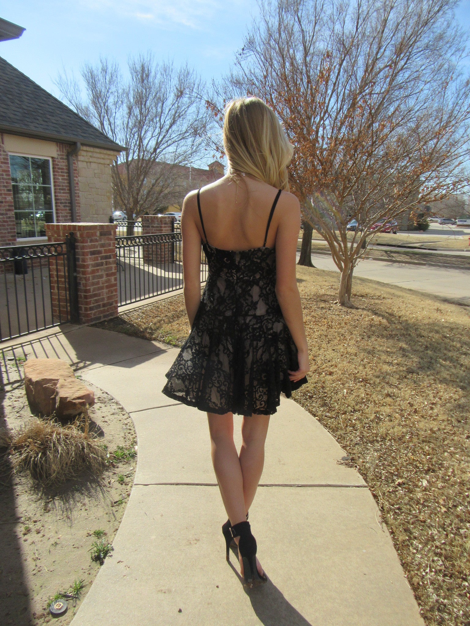 EDGE OF GLORY Lace Fit & Flare Dress