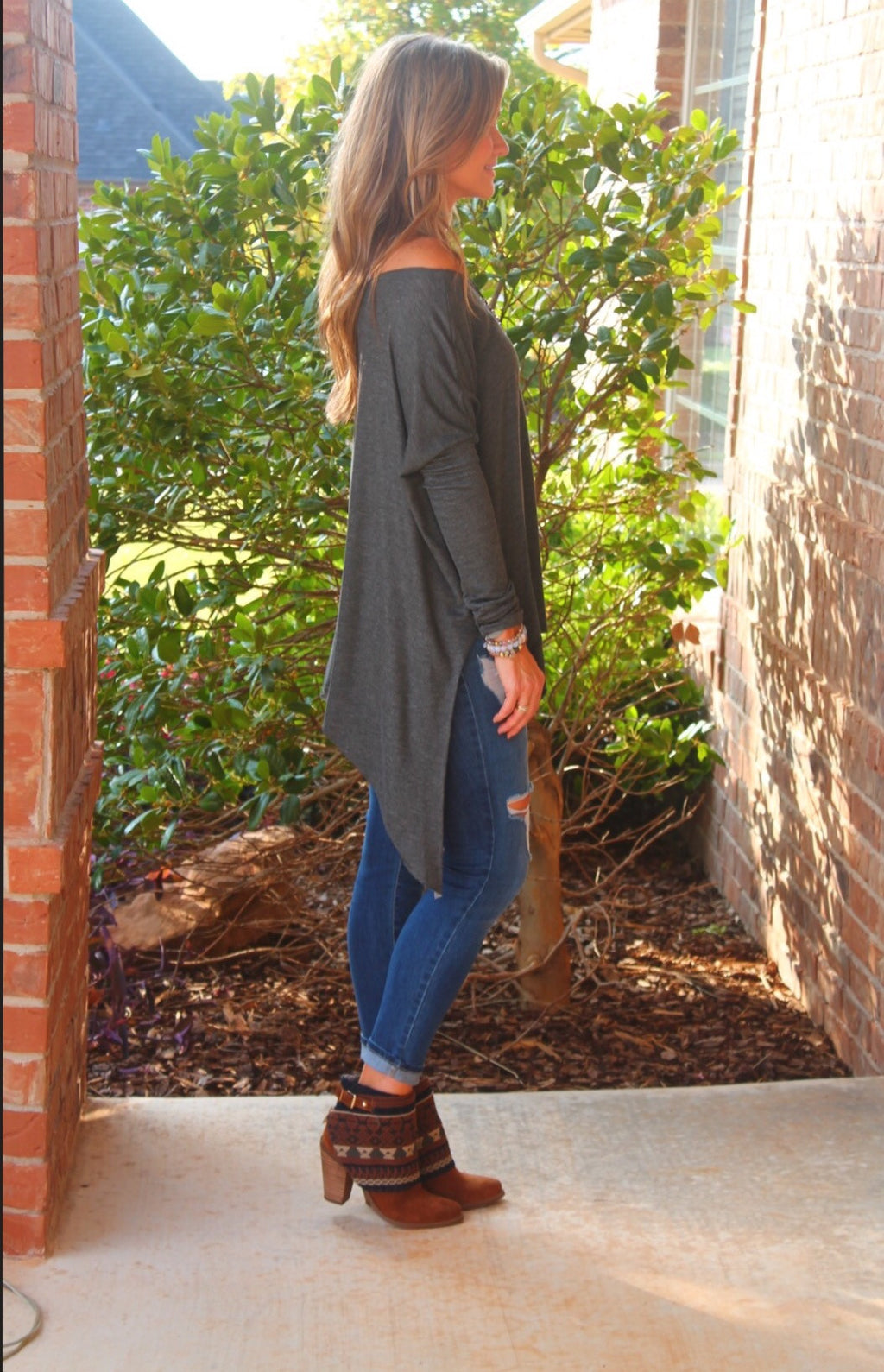 DELOZIER Super Soft Terry Asymmetric Tunic Top