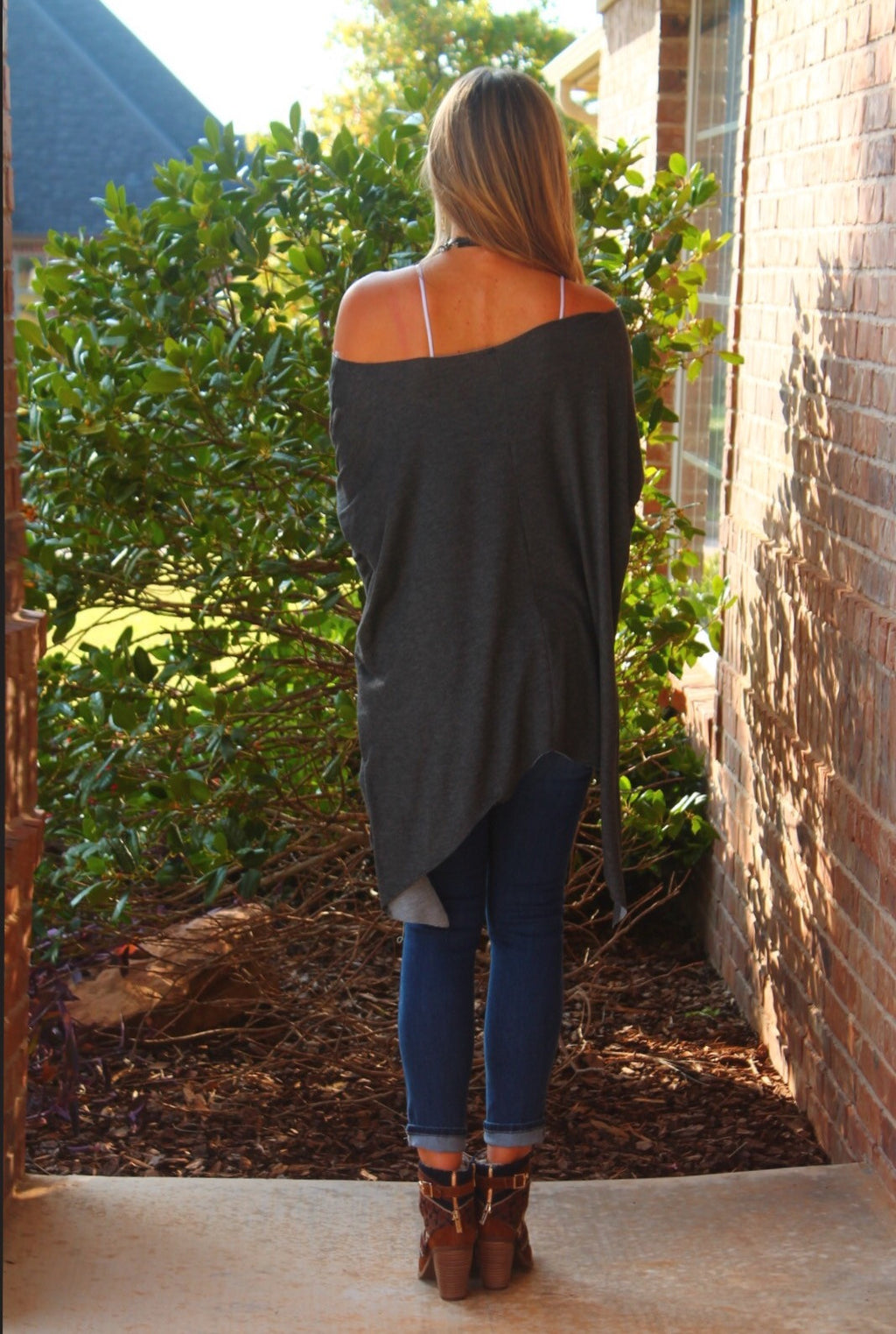 DELOZIER Super Soft Terry Asymmetric Tunic Top