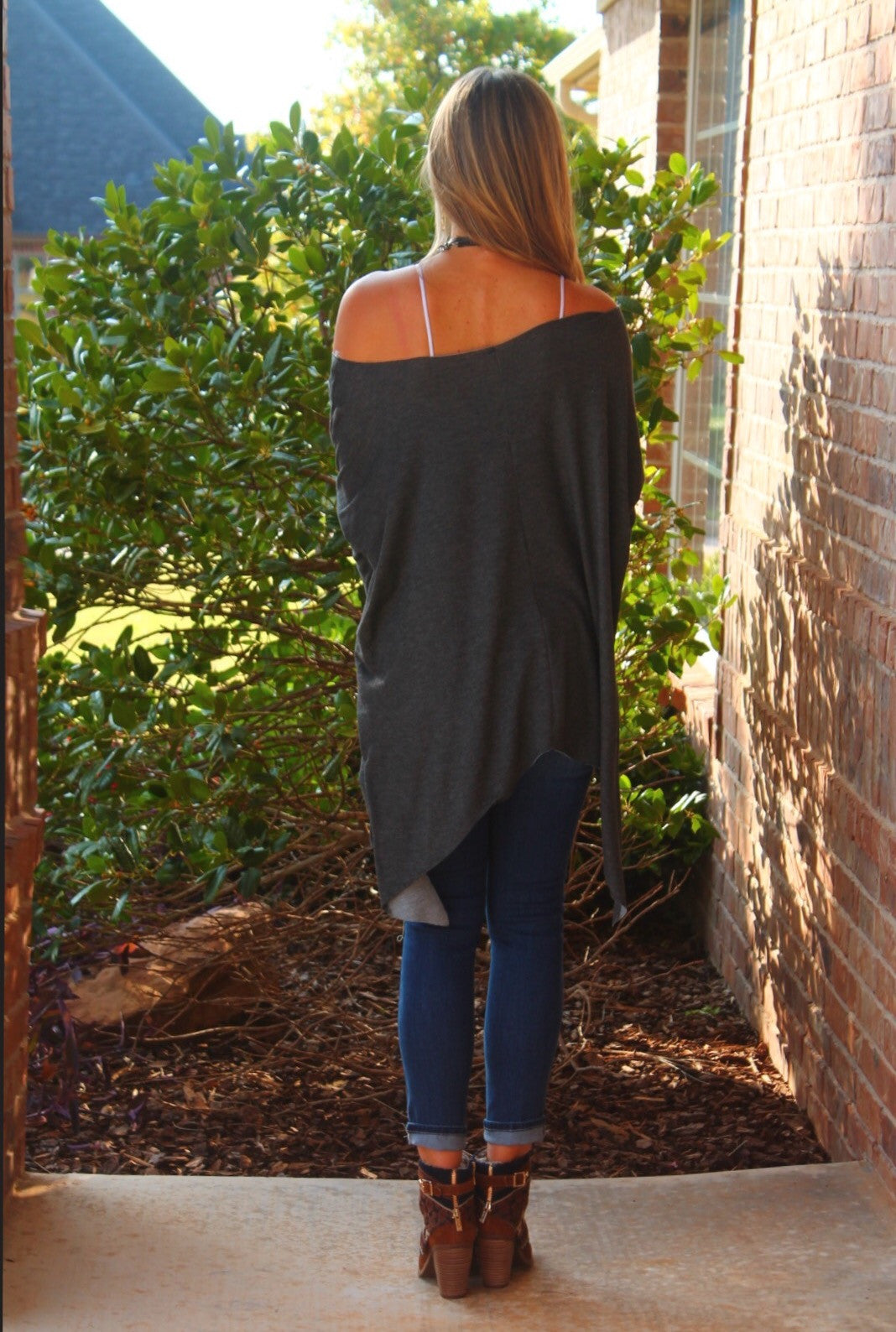 DELOZIER Super Soft Terry Asymmetric Tunic Top