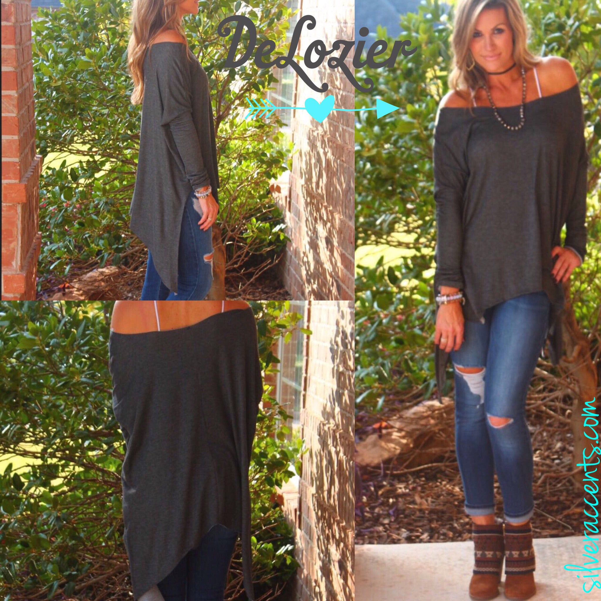 DELOZIER Super Soft Terry Asymmetric Tunic Top