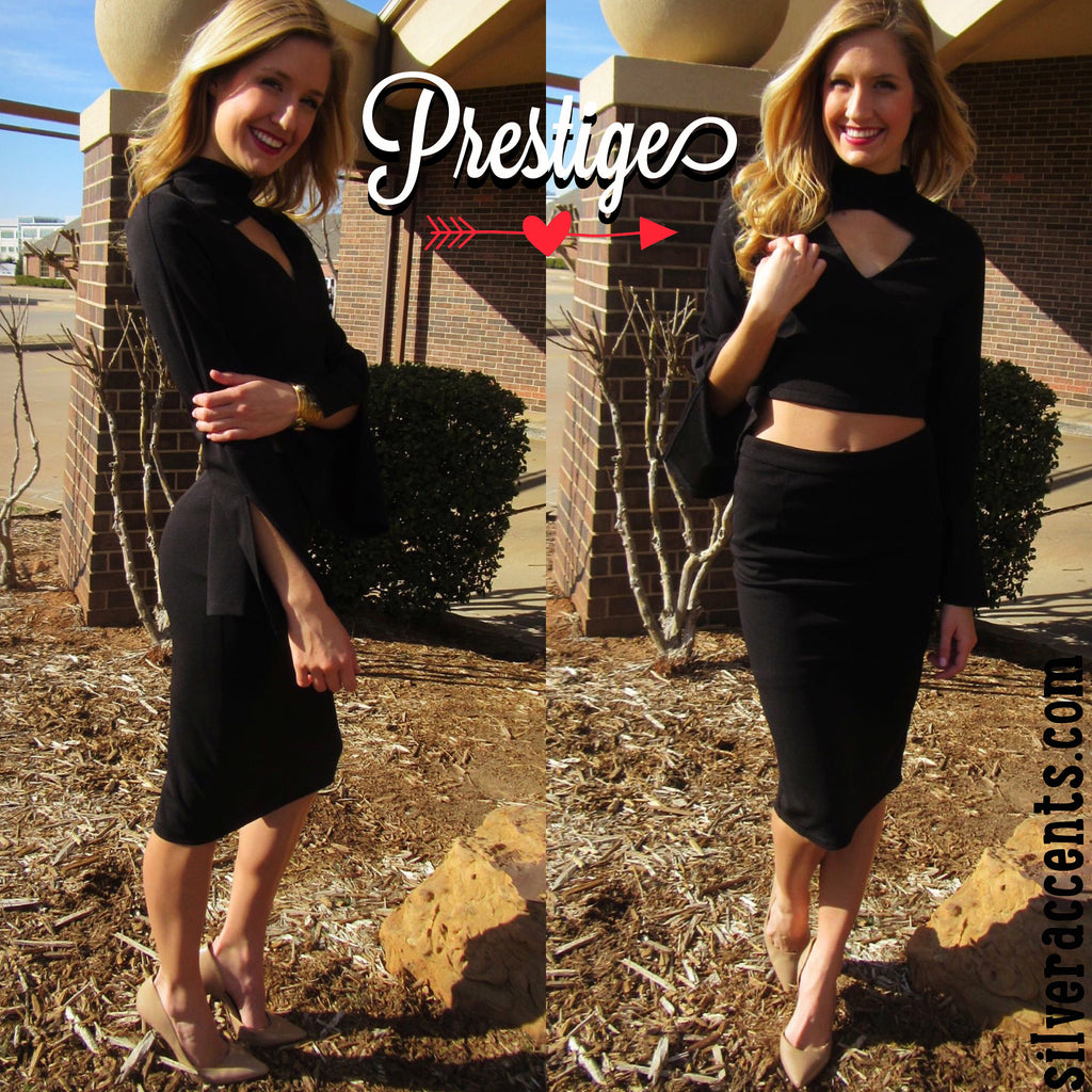 PRESTIGE 2pc Cutout Neck Crop Top/Skirt Set Dress