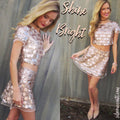 SHINE BRIGHT 2pc Sequin Crop Top/Skirt Set