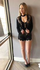 READY OR NOT 2pc Lace TieFront Top/Short Set