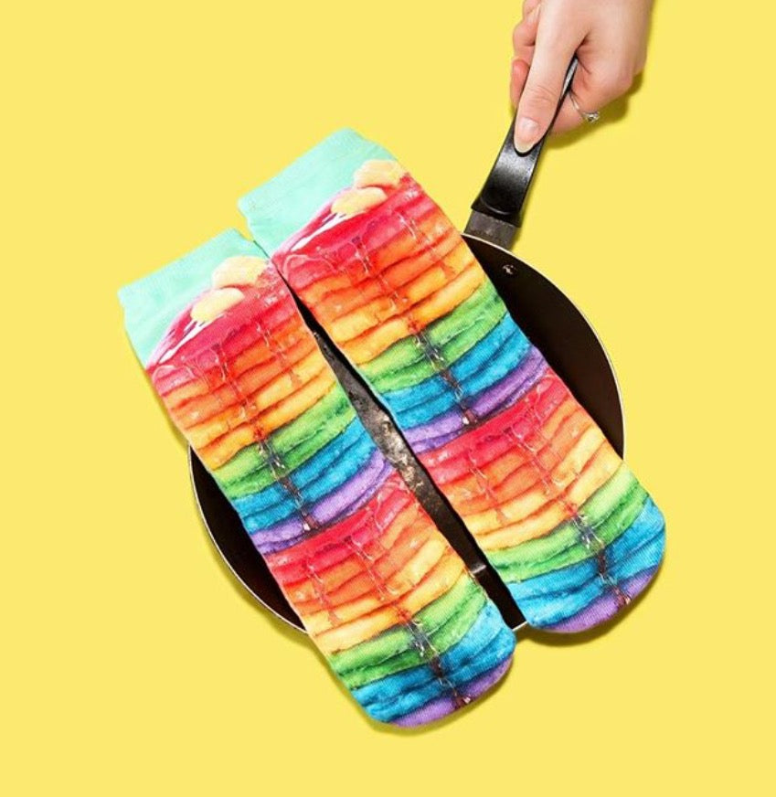 LIVING ROYAL Multi RAINBOW PANCAKES Crew Socks