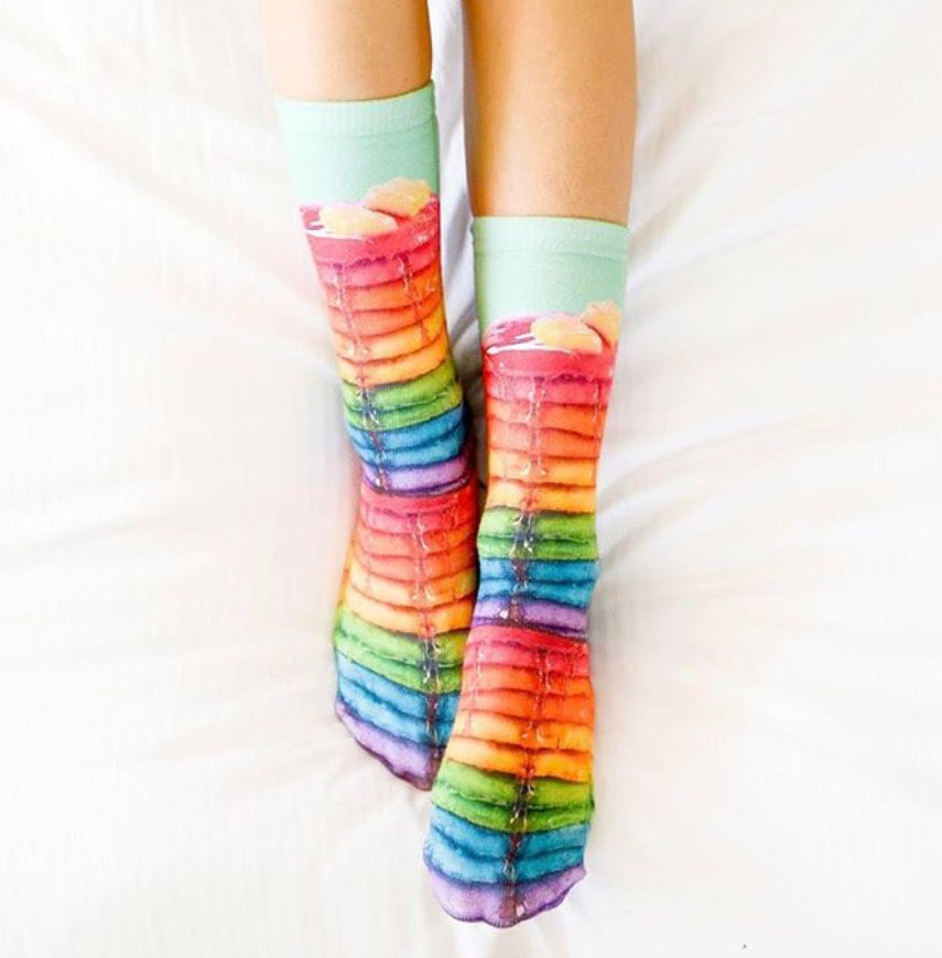 LIVING ROYAL Multi RAINBOW PANCAKES Crew Socks