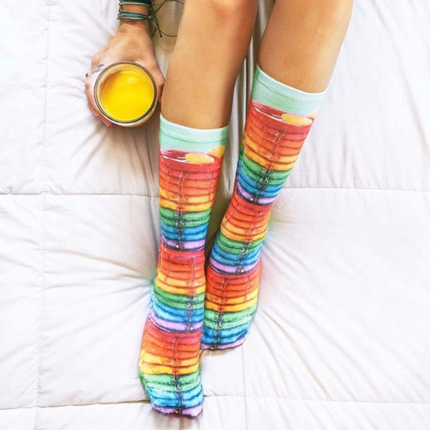 LIVING ROYAL Multi RAINBOW PANCAKES Crew Socks