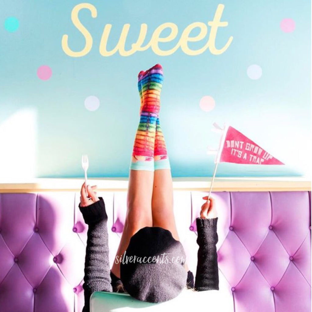 LIVING ROYAL Multi RAINBOW PANCAKES Crew Socks