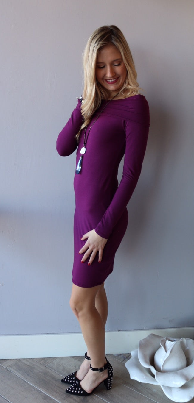 BOBI Jersey NOUVEAU Foldover OffShoulder Dress