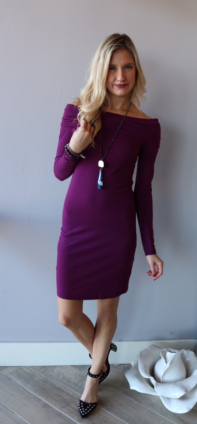 BOBI Jersey NOUVEAU Foldover OffShoulder Dress