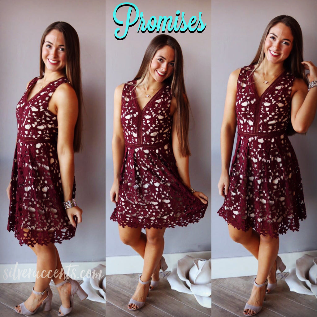 PROMISES Cutout Crochet Lace Fit&Flare Dress