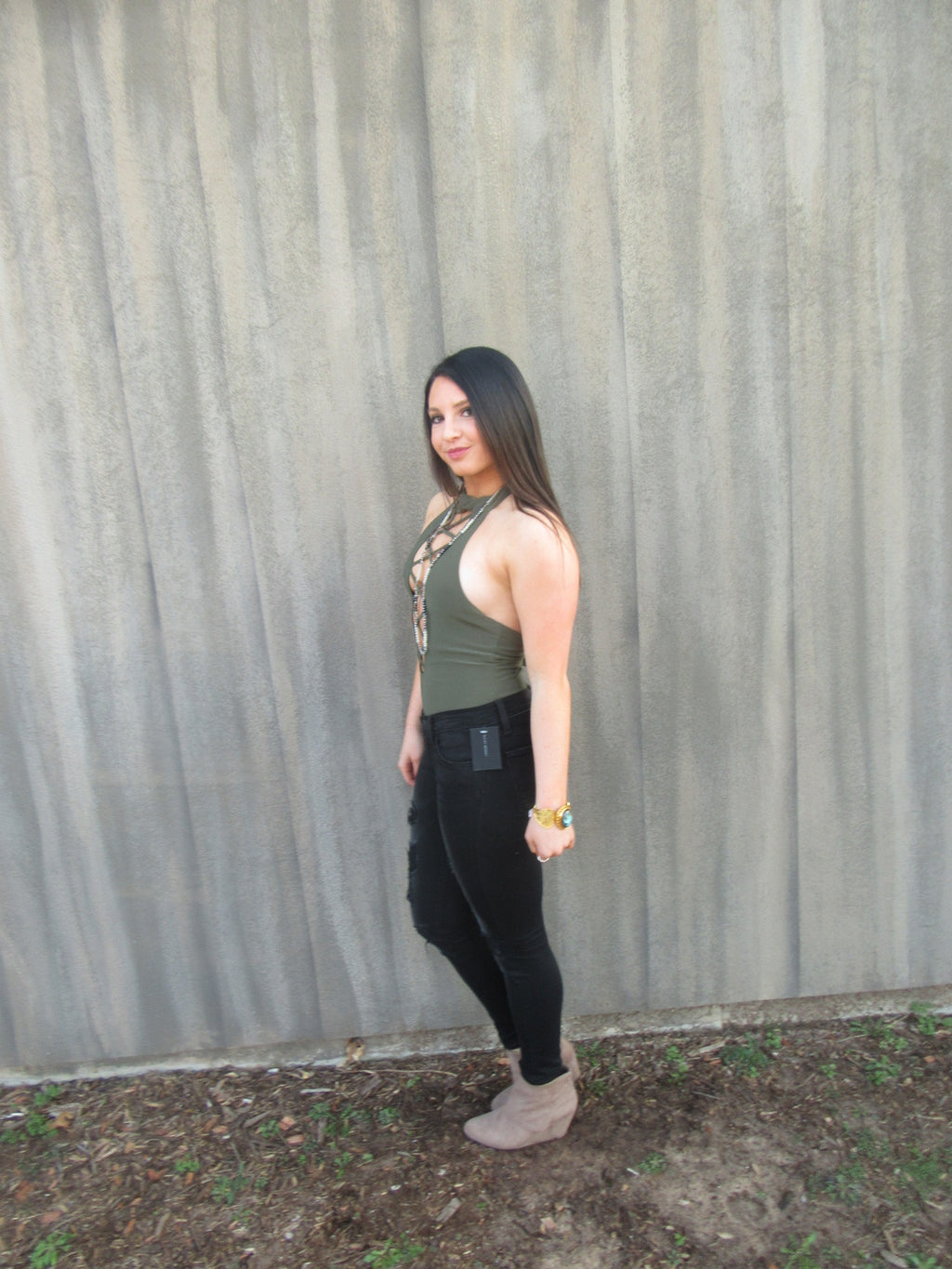 BOUNDARIES CrossFront Thong Bodysuit Top