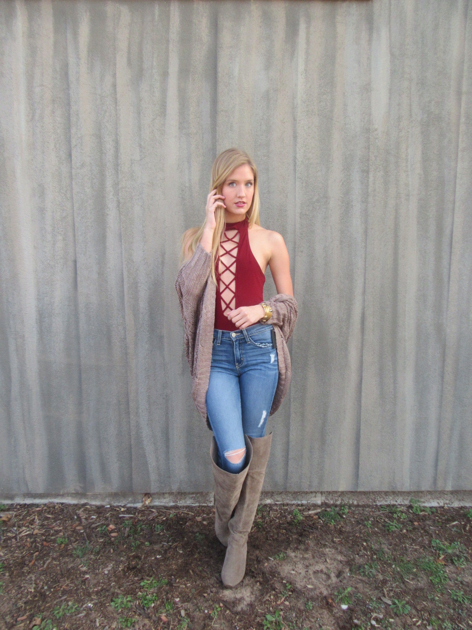 BOUNDARIES CrossFront Thong Bodysuit Top