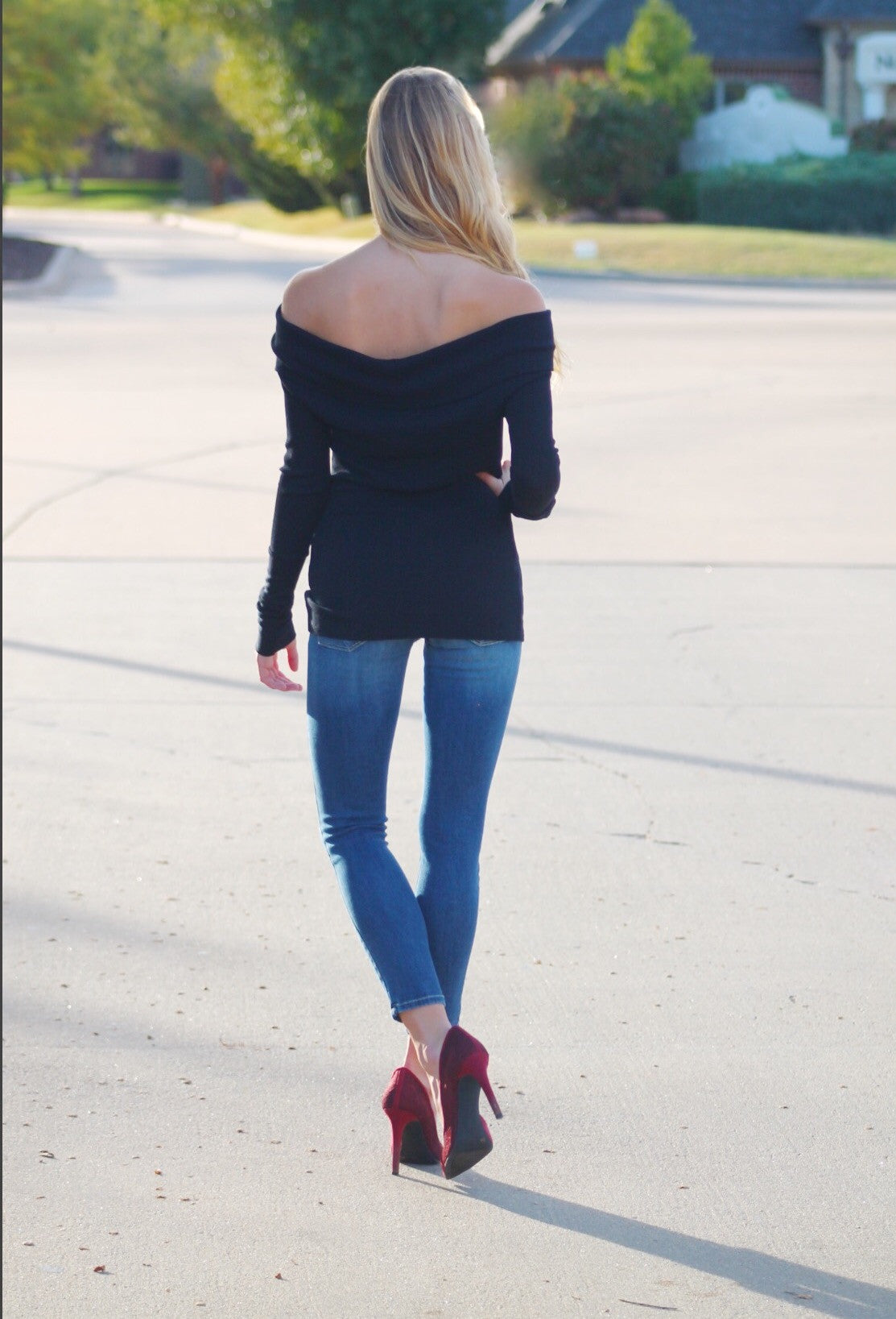 BOBI Thermal Knit SHERIDAN OffShoulder Tunic Top