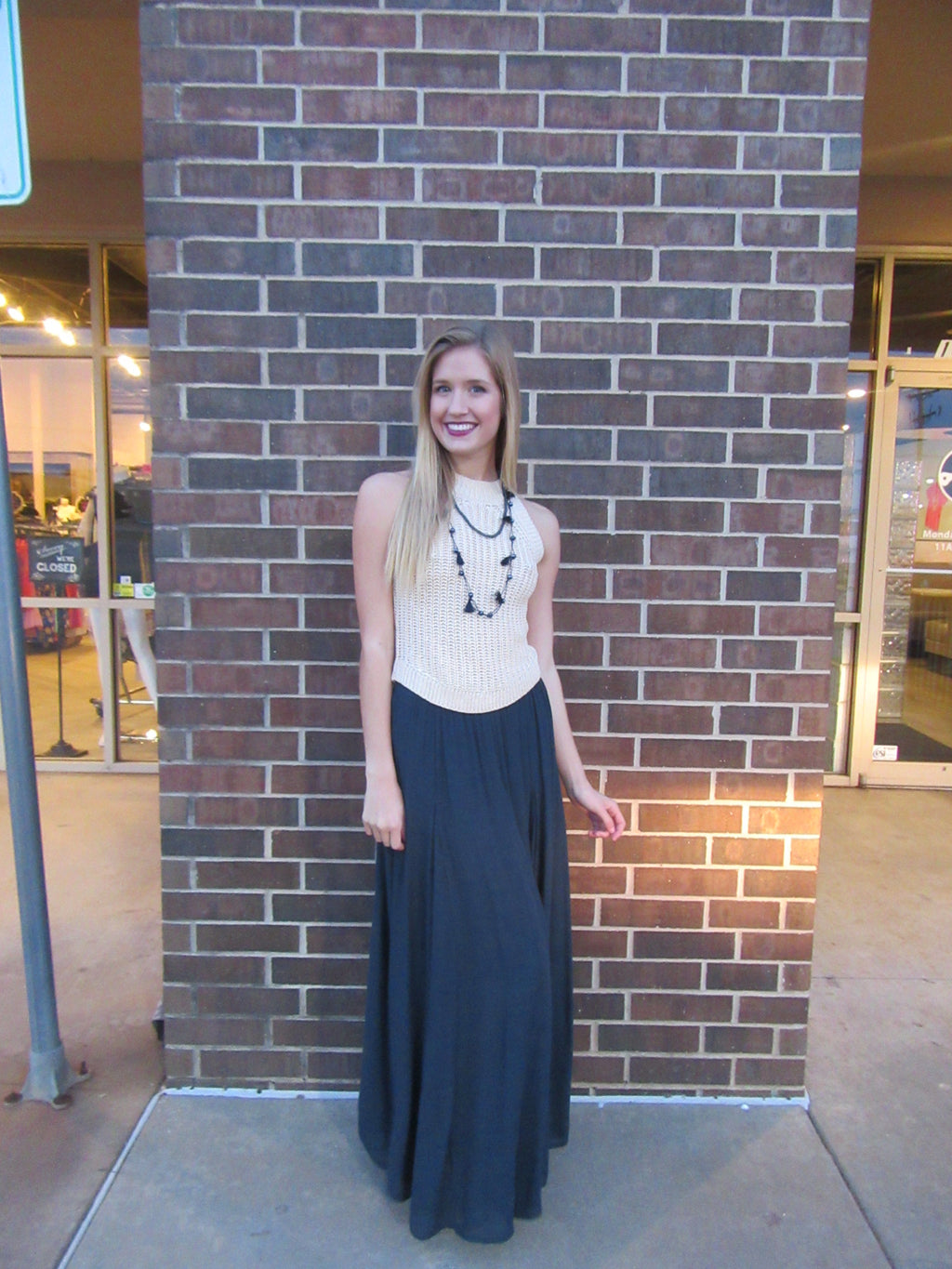 YACHT CLUB Elastic Waist Maxi Skirt