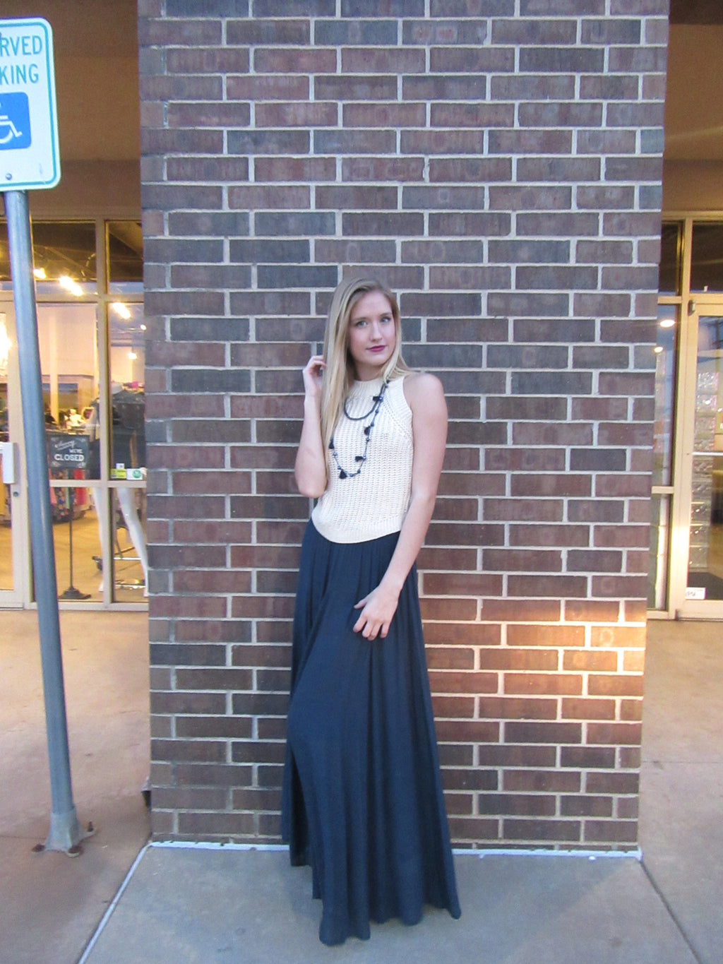 YACHT CLUB Elastic Waist Maxi Skirt