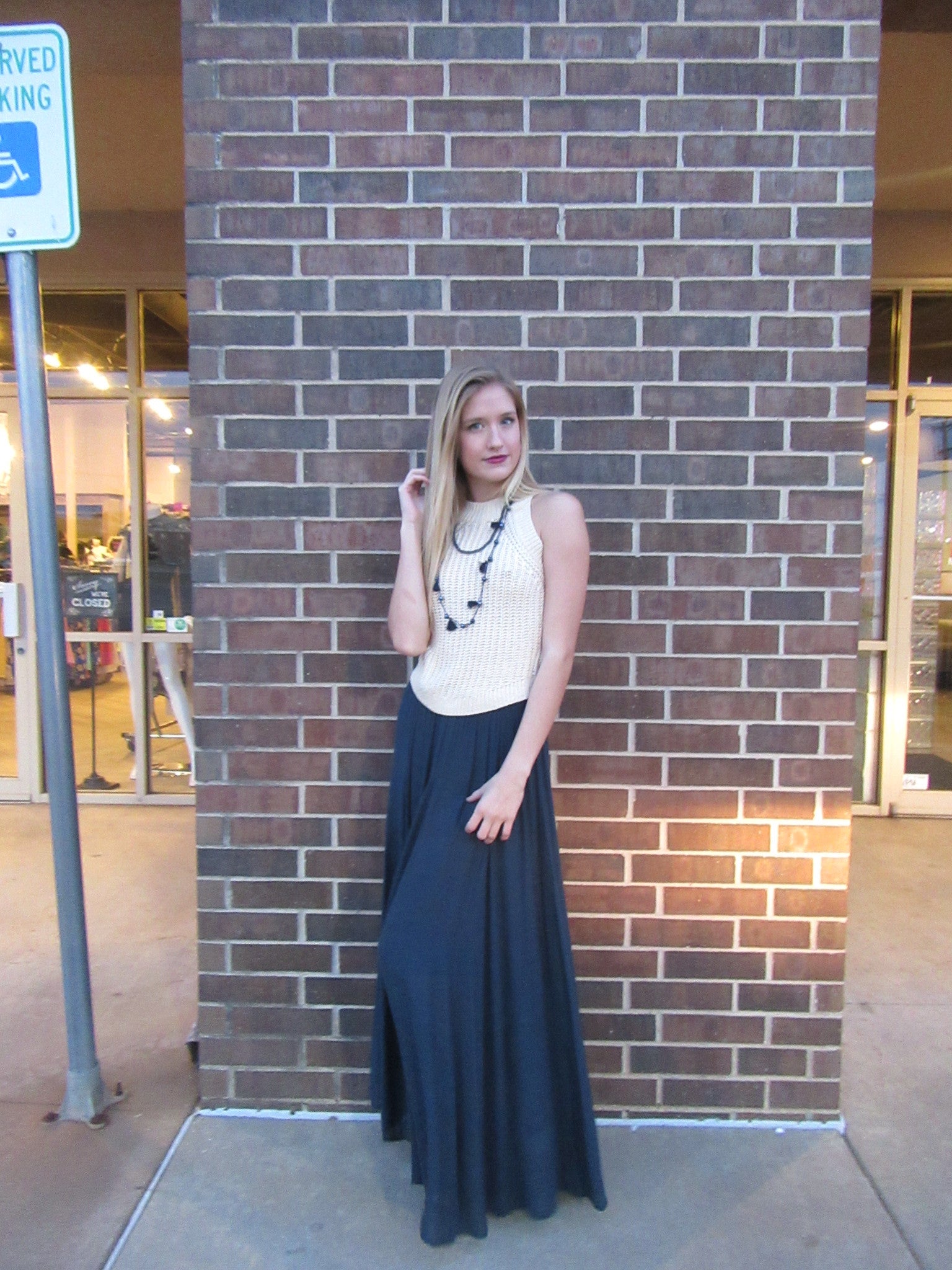 YACHT CLUB Elastic Waist Maxi Skirt