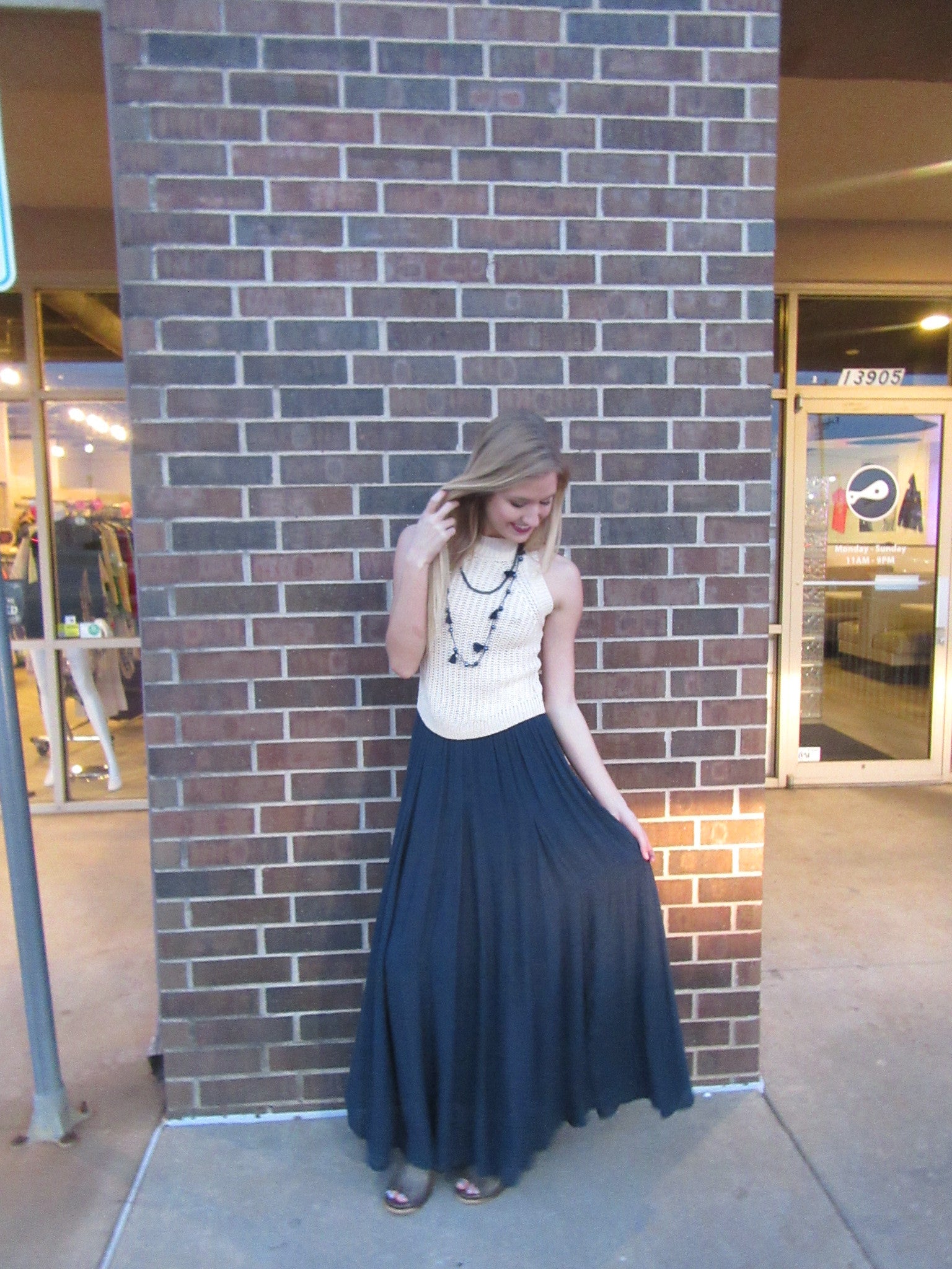 YACHT CLUB Elastic Waist Maxi Skirt